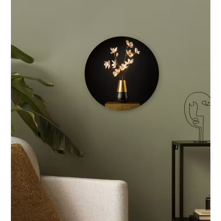 Wandcirkel - Glas - Sierlijk - Boeket - Goud - Vaas — 3