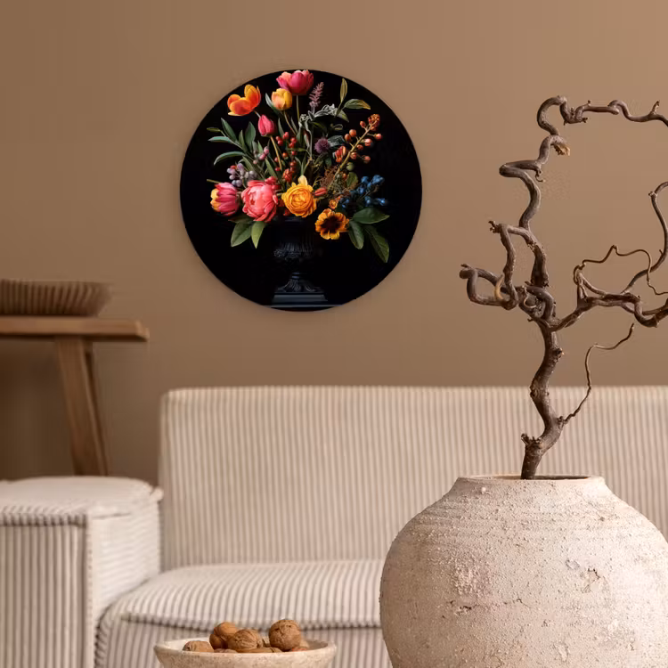 Wandcirkel - Glas - Tulpen - Bessen - Boeket - Vaas — 2