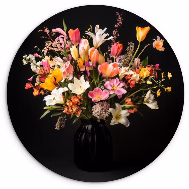 Wandcirkel - Glas - Vaas - Bloemen - Tulpen — 1