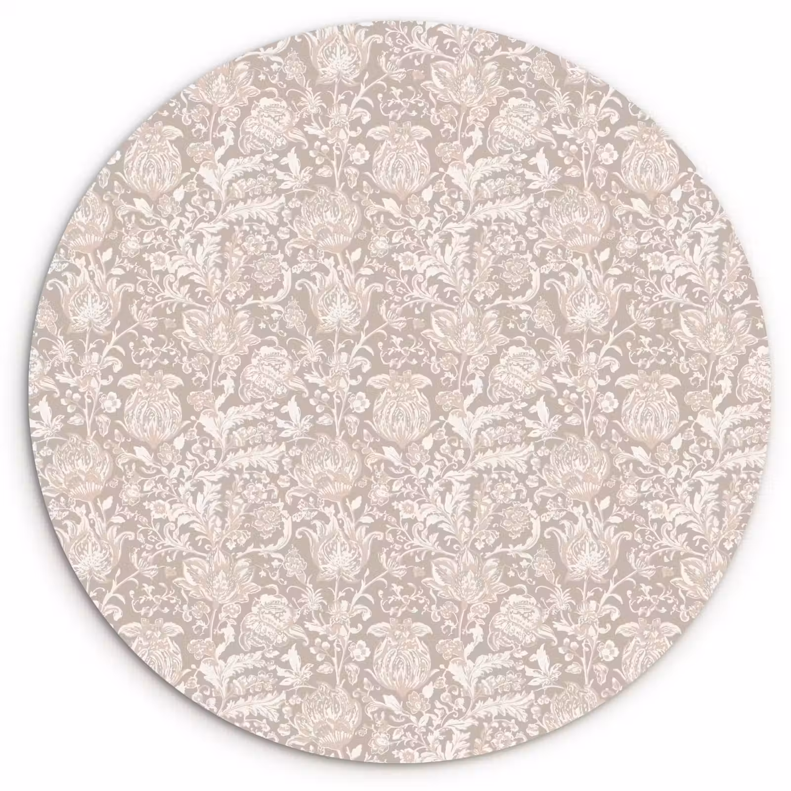 Wandcirkel - Glas - Bloemenprint - Grijs - Crème — 1