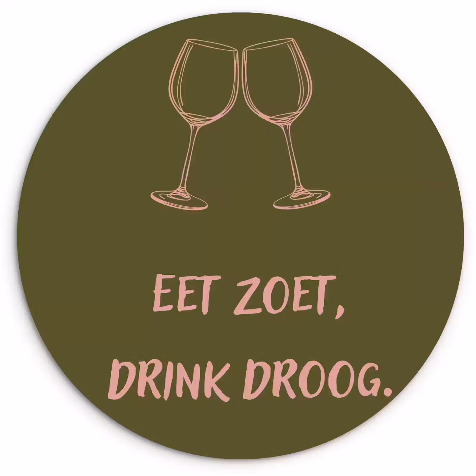 Wandcirkel - Glas - Roze - Groen - Wijn - Quote — 1