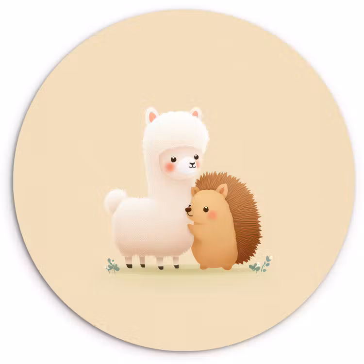 Wandcirkel - Glas - Alpaca - Egel - Bruin - Knuffelen — 1