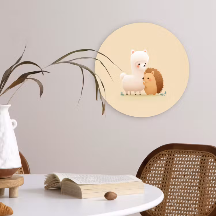 Wandcirkel - Glas - Alpaca - Egel - Bruin - Knuffelen — 4