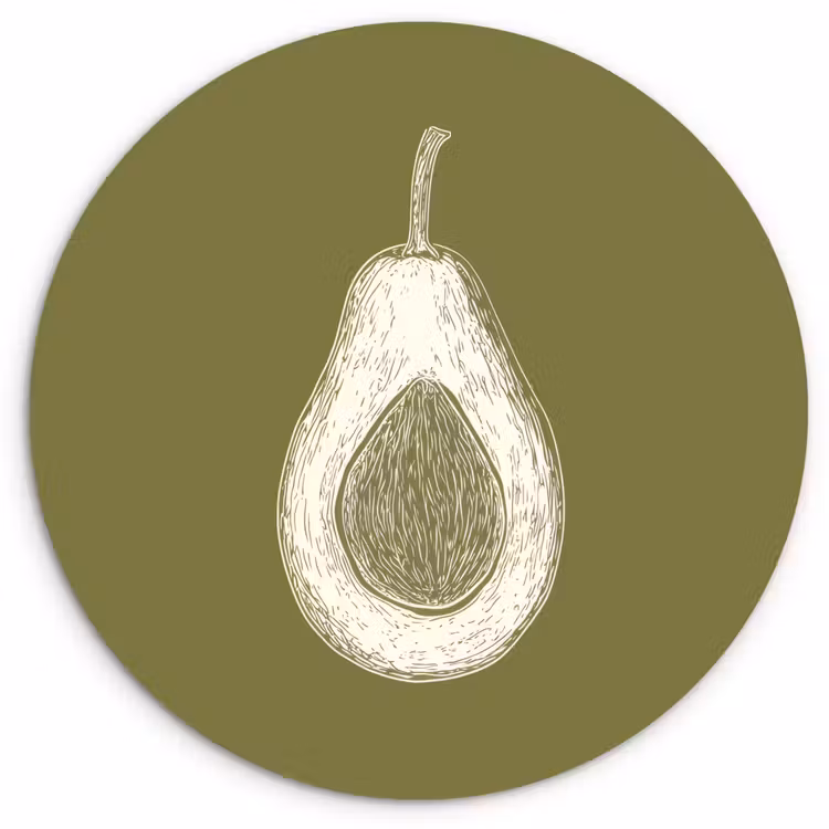 Wandcirkel - Glas - Avocado - Minimalistisch - Illustratie - Groen — 1