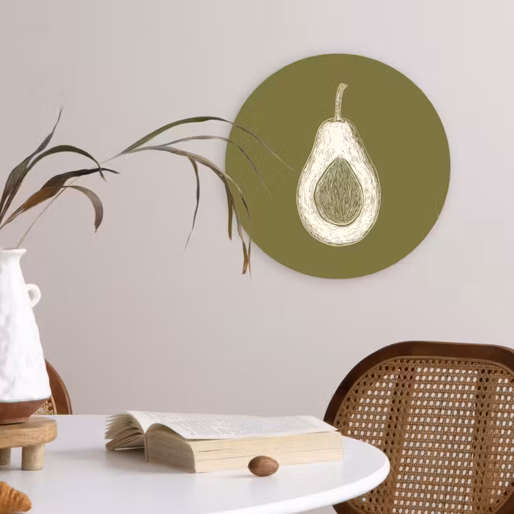 Wandcirkel - Glas - Avocado - Minimalistisch - Illustratie - Groen — 4
