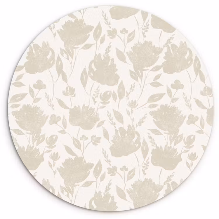 Wandcirkel - Glas - Bloemenpatroon - Silhouet - Wit — 1