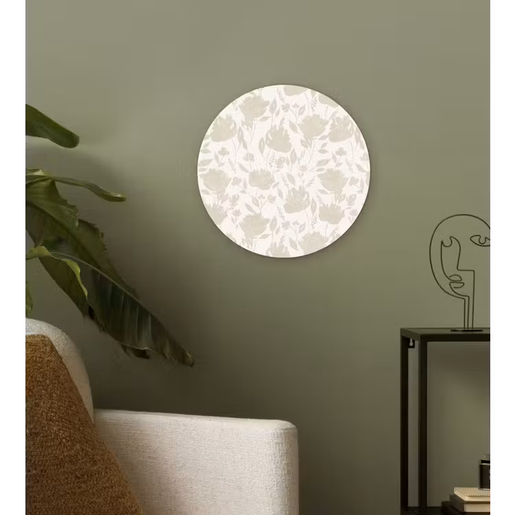 Wandcirkel - Glas - Bloemenpatroon - Silhouet - Wit — 3