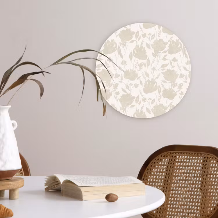 Wandcirkel - Glas - Bloemenpatroon - Silhouet - Wit — 4