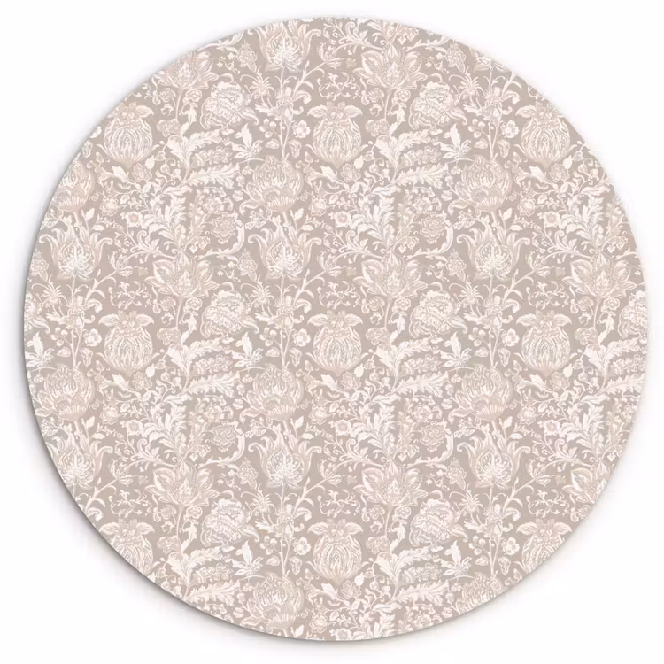 Wandcirkel - Glas - Bloemenprint - Grijs - Crème — 1