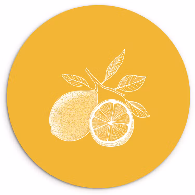 Wandcirkel - Glas - Citroenen - Illustratie - Minimalistisch - Geel — 1