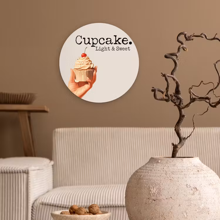 Wandcirkel - Glas - Cupcake - Zoet - Kers — 2