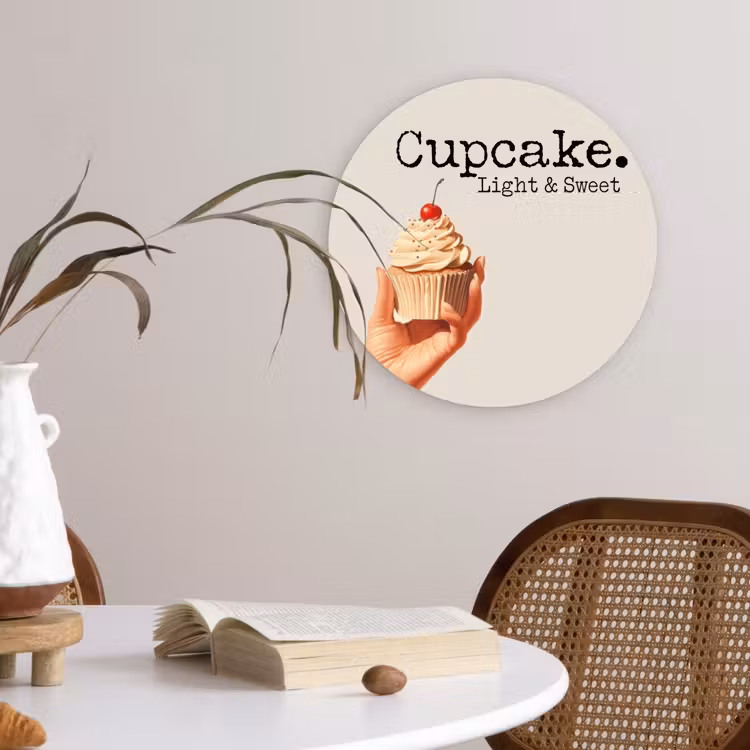 Wandcirkel - Glas - Cupcake - Zoet - Kers — 4