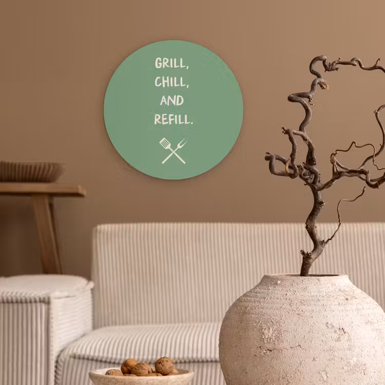 Wandcirkel - Glas - Grill - Groen - Zomer - Quote — 2