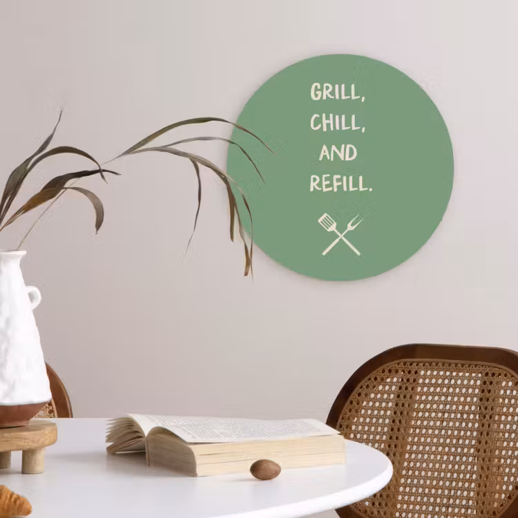 Wandcirkel - Glas - Grill - Groen - Zomer - Quote — 4