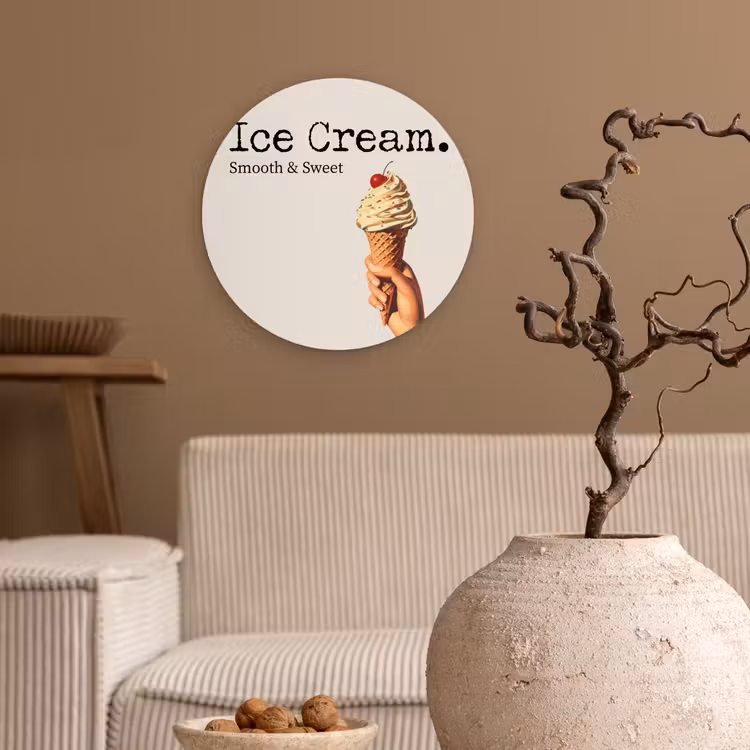 Wandcirkel - Glas - Ice cream - Softijs - Kleurrijk - Kers — 2