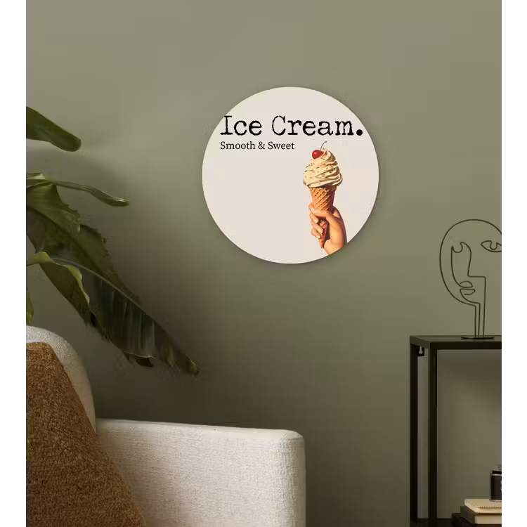 Wandcirkel - Glas - Ice cream - Softijs - Kleurrijk - Kers — 3