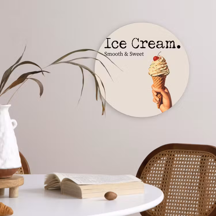 Wandcirkel - Glas - Ice cream - Softijs - Kleurrijk - Kers — 4