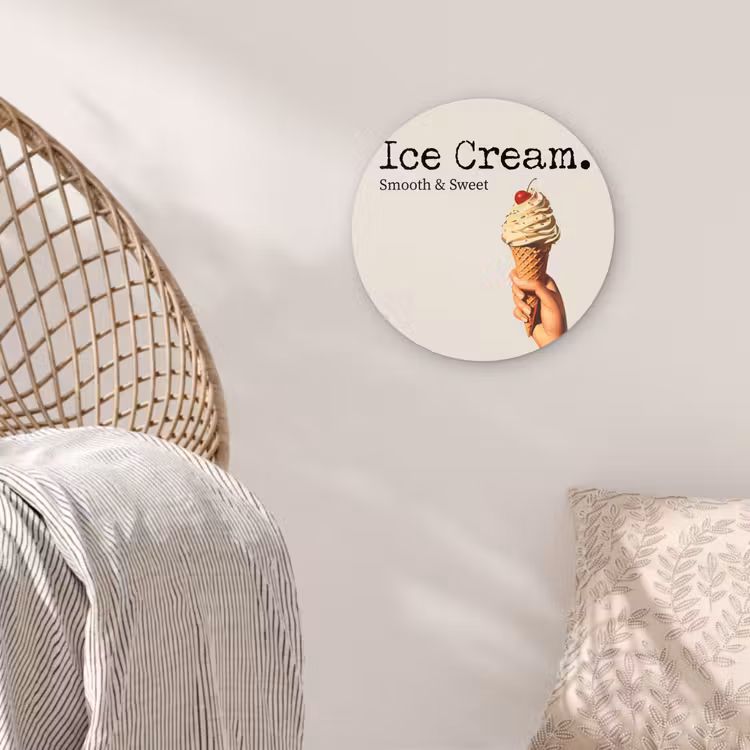 Wandcirkel - Glas - Ice cream - Softijs - Kleurrijk - Kers — 5