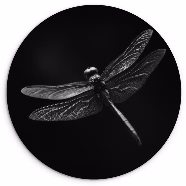 Wandcirkel - Glas - Libelle - Dieren - Zwart - Insect — 1