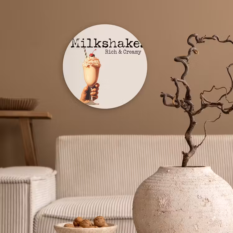 Wandcirkel - Glas - Milkshake - Kers - Rietje — 2