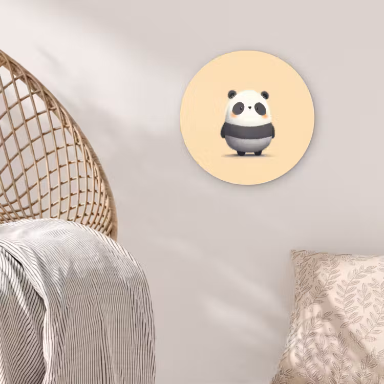 Wandcirkel - Glas - Panda - Beige - Minimalistisch — 5