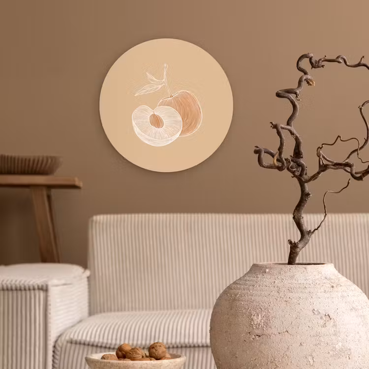 Wandcirkel - Glas - Perzik - Lijntekening - Pit - Beige — 2