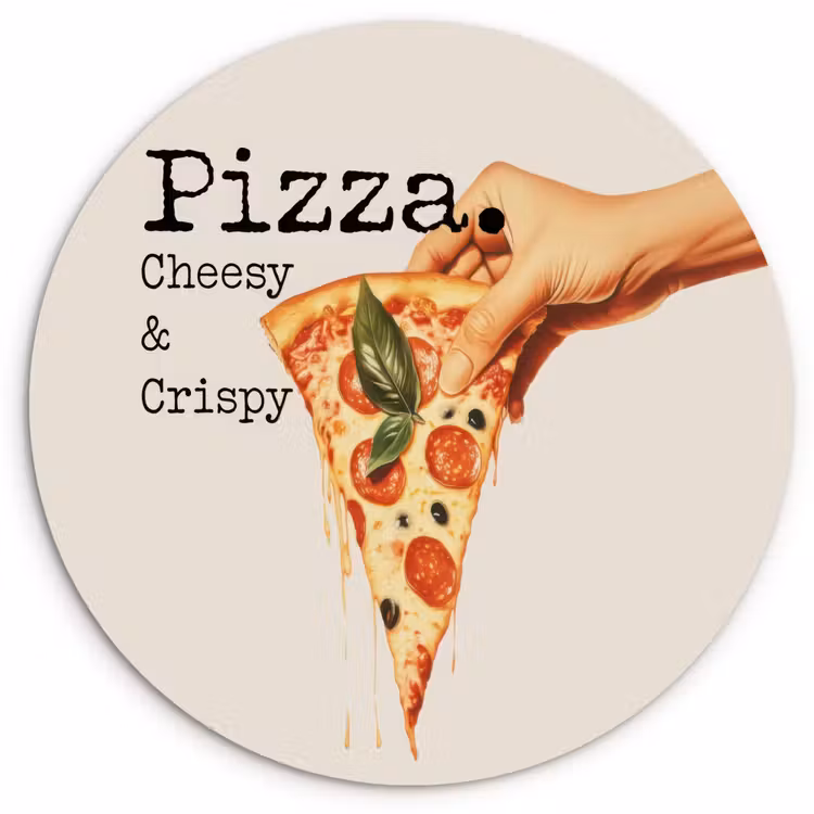 Wandcirkel - Glas - Pizza - Kaas - Pepperoni — 1