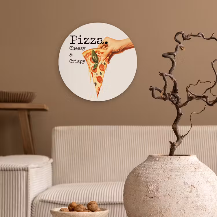 Wandcirkel - Glas - Pizza - Kaas - Pepperoni — 2