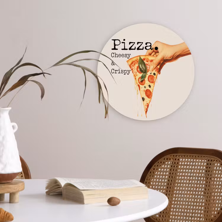 Wandcirkel - Glas - Pizza - Kaas - Pepperoni — 4