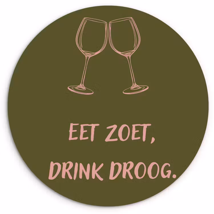 Wandcirkel - Glas - Roze - Groen - Wijn - Quote — 1