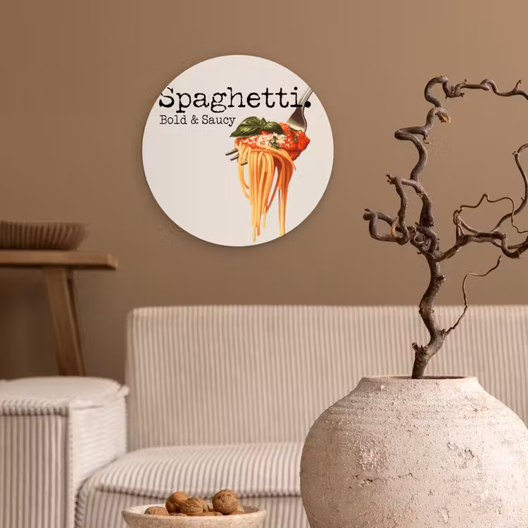 Wandcirkel - Glas - Spaghetti - tomatensaus - Parmezaanse kaas — 2