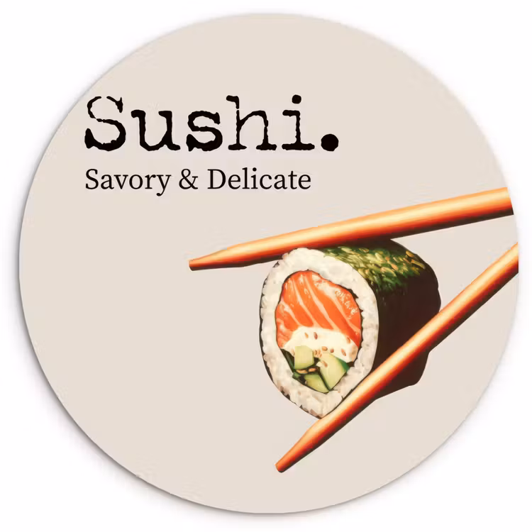 Wandcirkel - Glas - Sushi - Zalm - Rijst - Japans — 1