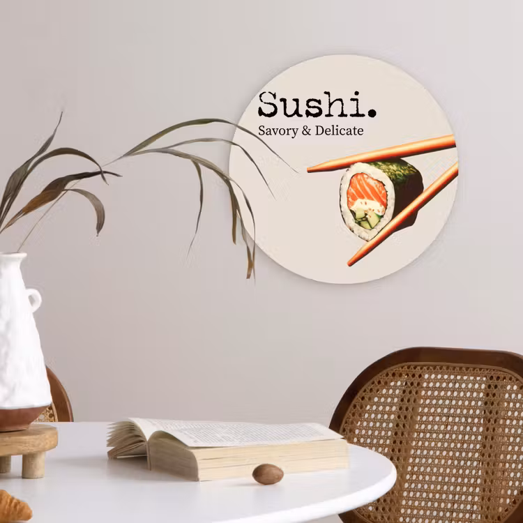 Wandcirkel - Glas - Sushi - Zalm - Rijst - Japans — 4