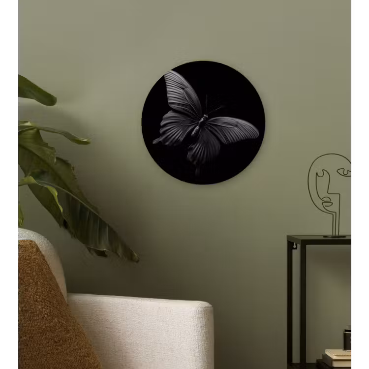 Wandcirkel - Glas - Vlinder - Zwart - Insect - Dieren — 3