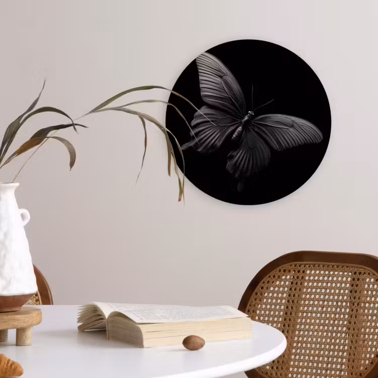 Wandcirkel - Glas - Vlinder - Zwart - Insect - Dieren — 4