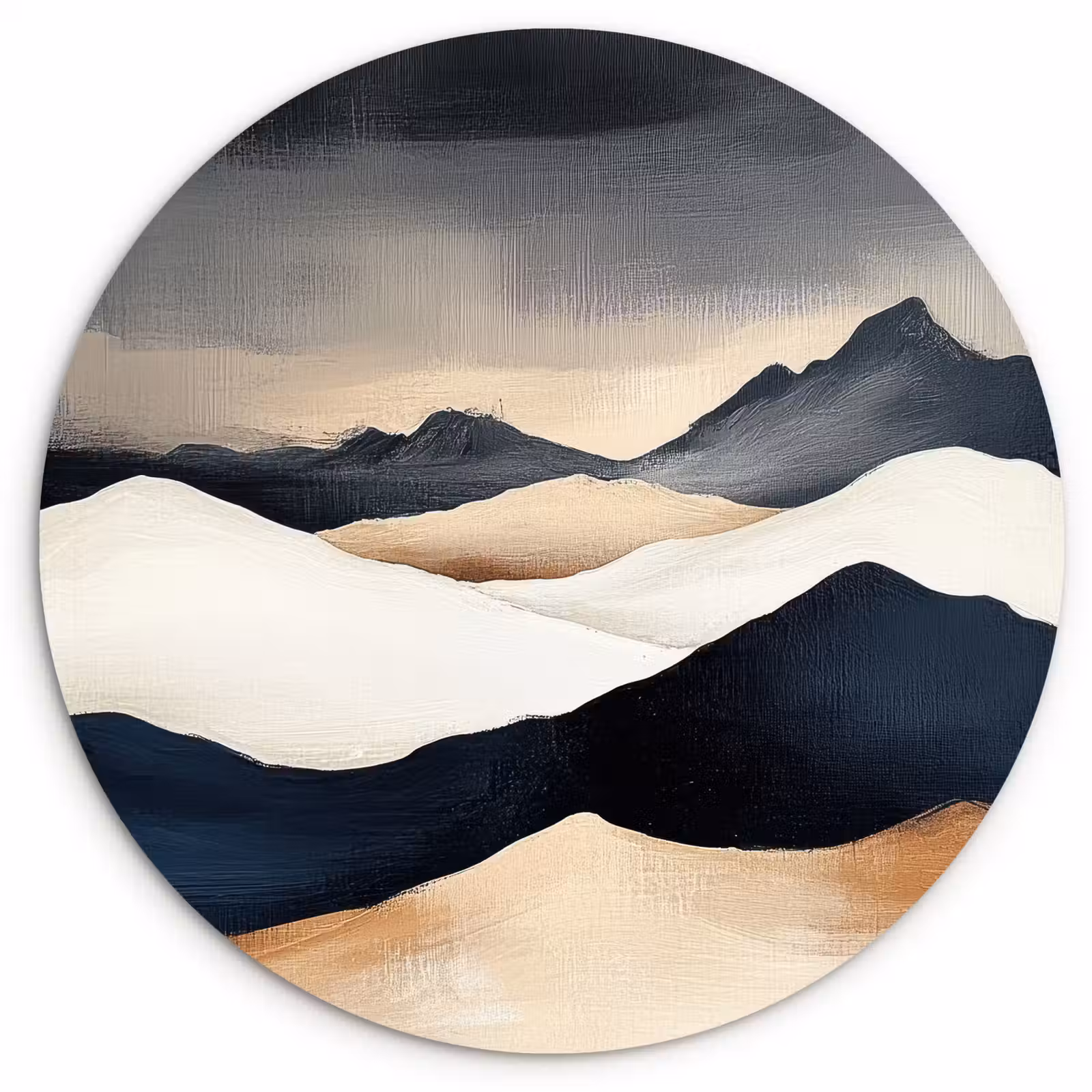 Wandcirkel - Glas - Bergen - Donkerblauw - Landschap — 1