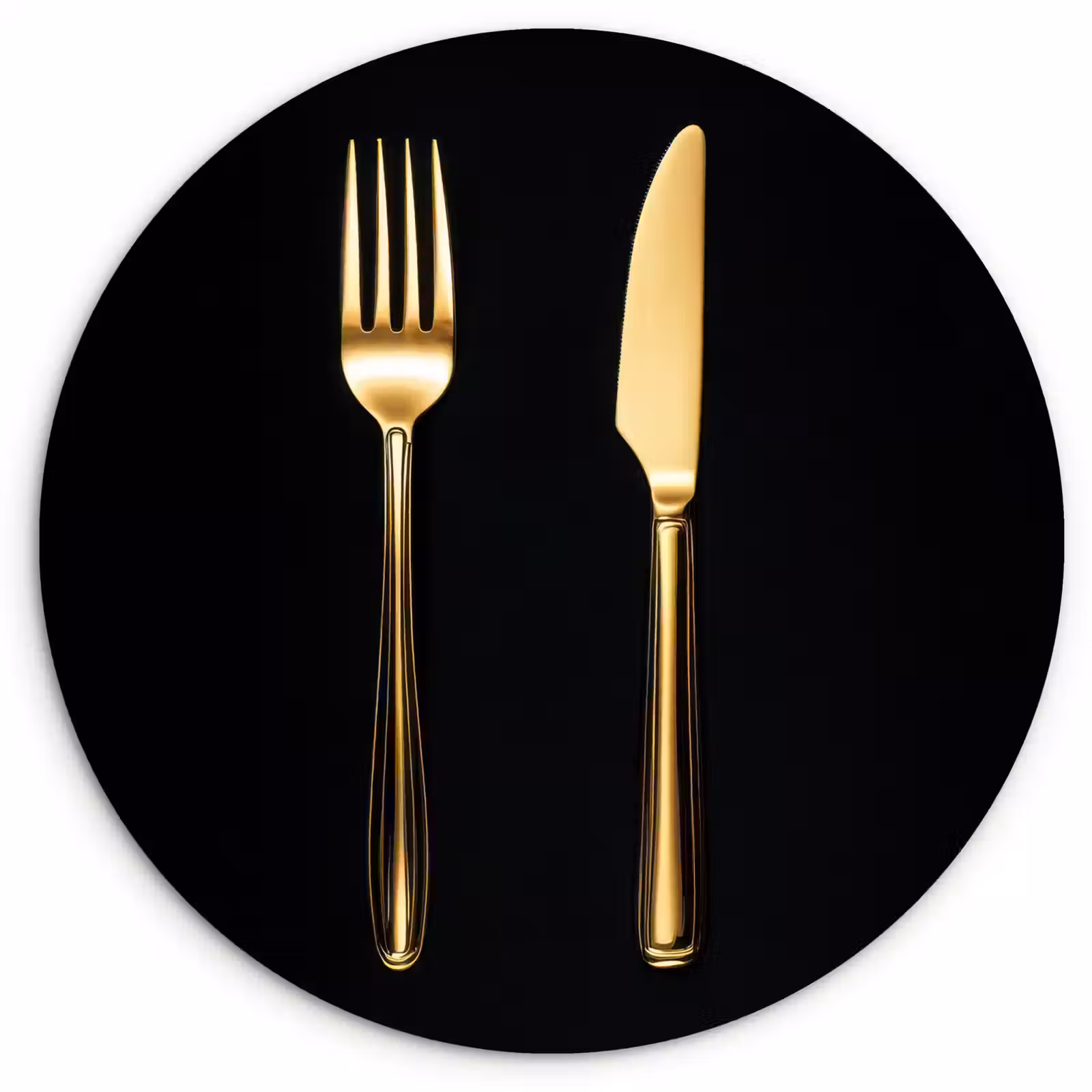 Wandcirkel - Glas - Bestek - Goud - Mes - Vork — 1