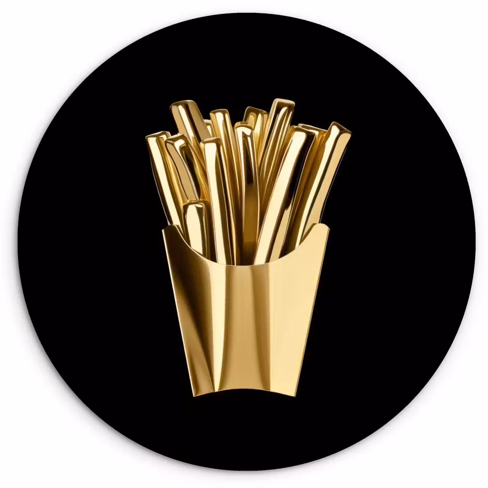 Wandcirkel - Glas - Friet - Goud - Chrome - Eten — 1