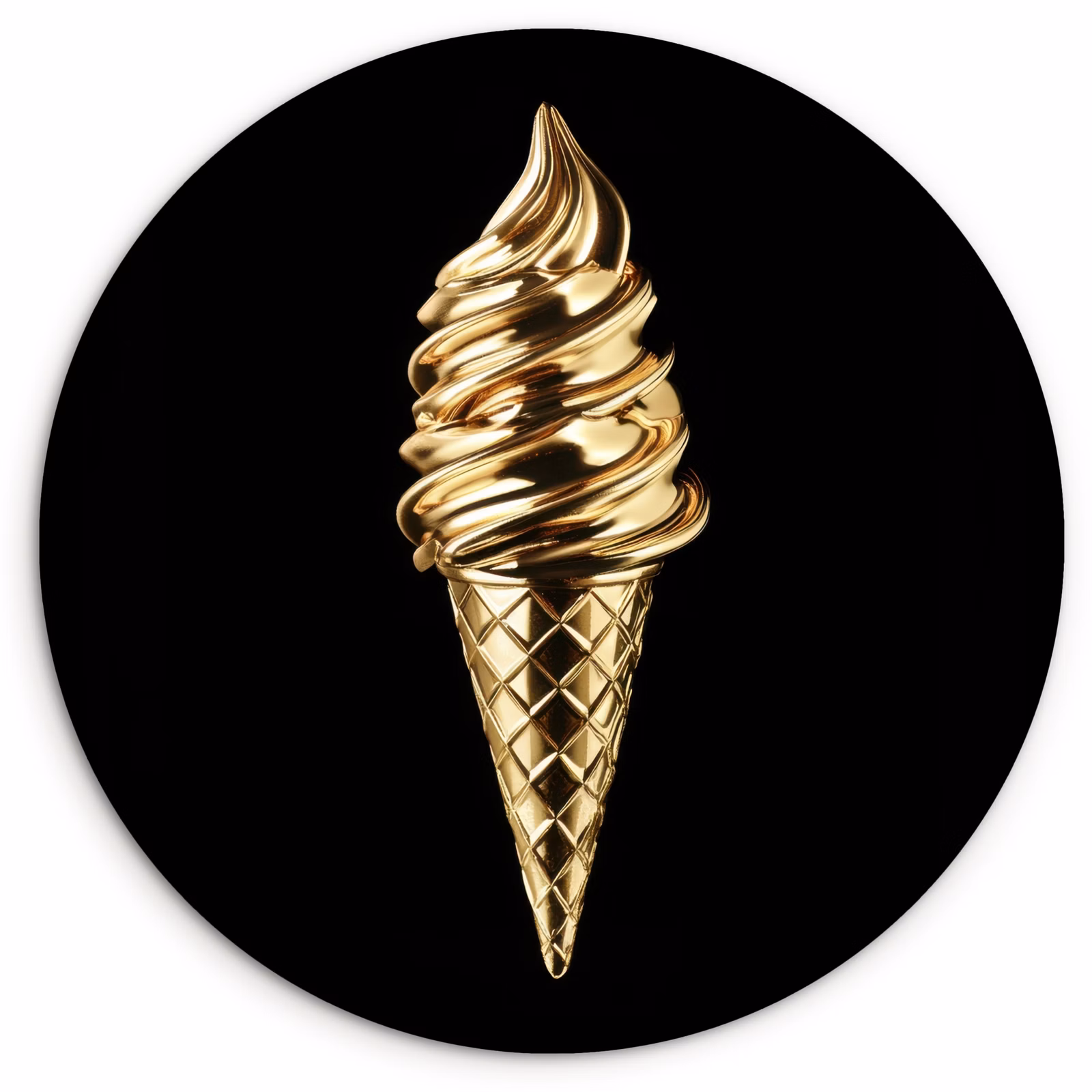 Wandcirkel - Glas - Ijs - Goud - Zwart - Eten — 1