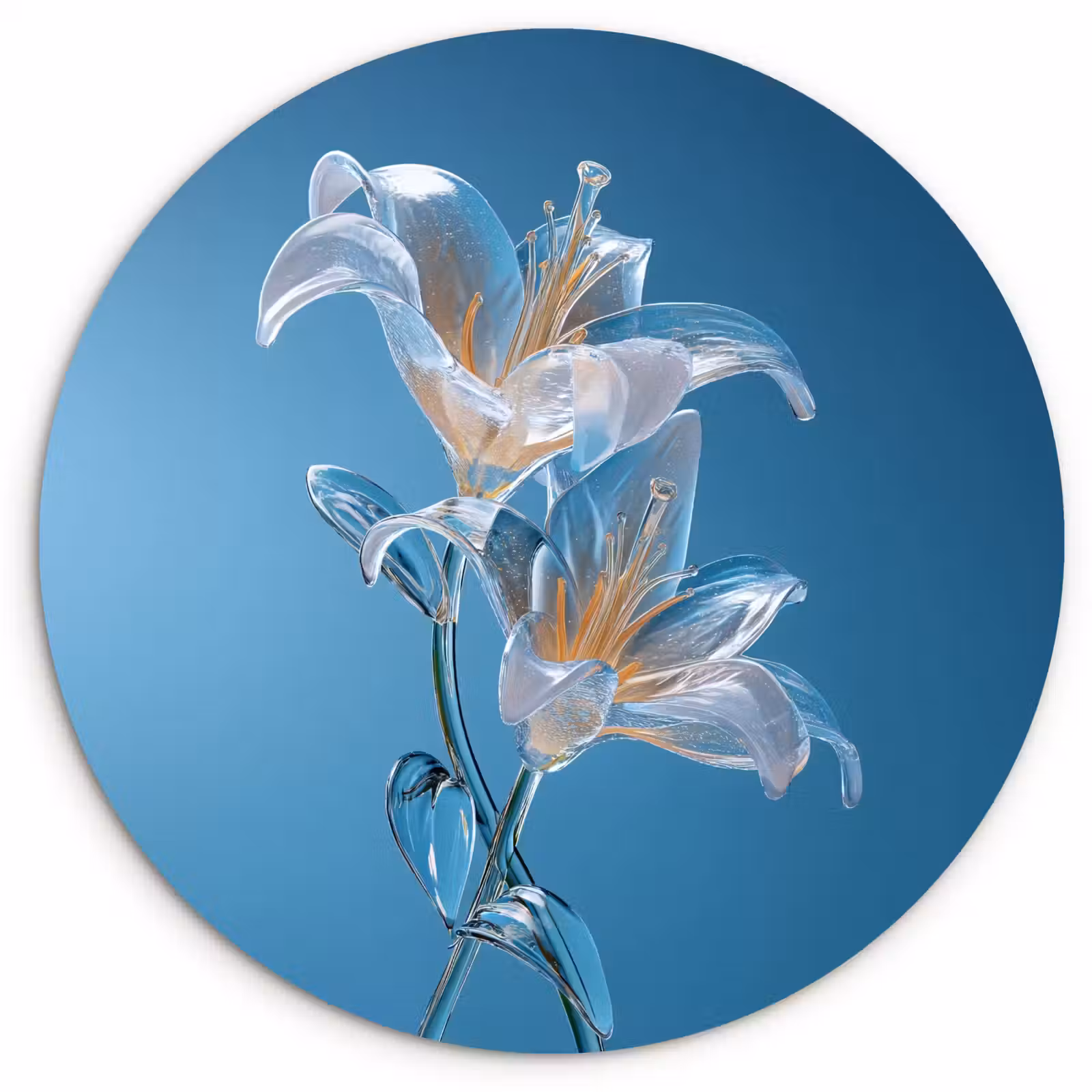 Wandcirkel - Glas - Lelies - Blauw - Glazen — 1