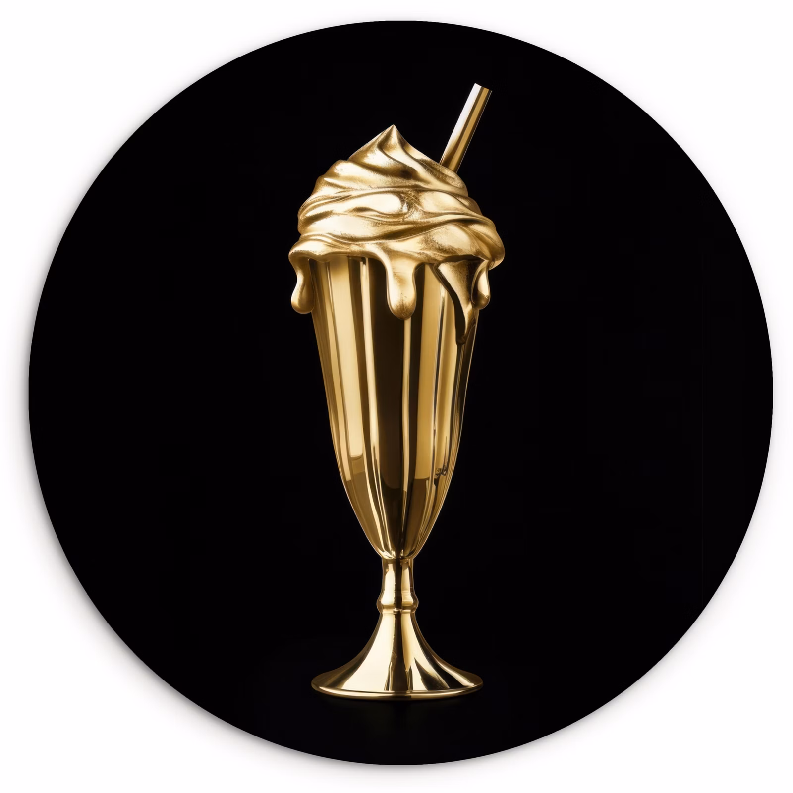 Wandcirkel - Glas - Milkshake - Goud - Drinken - Zwart — 1