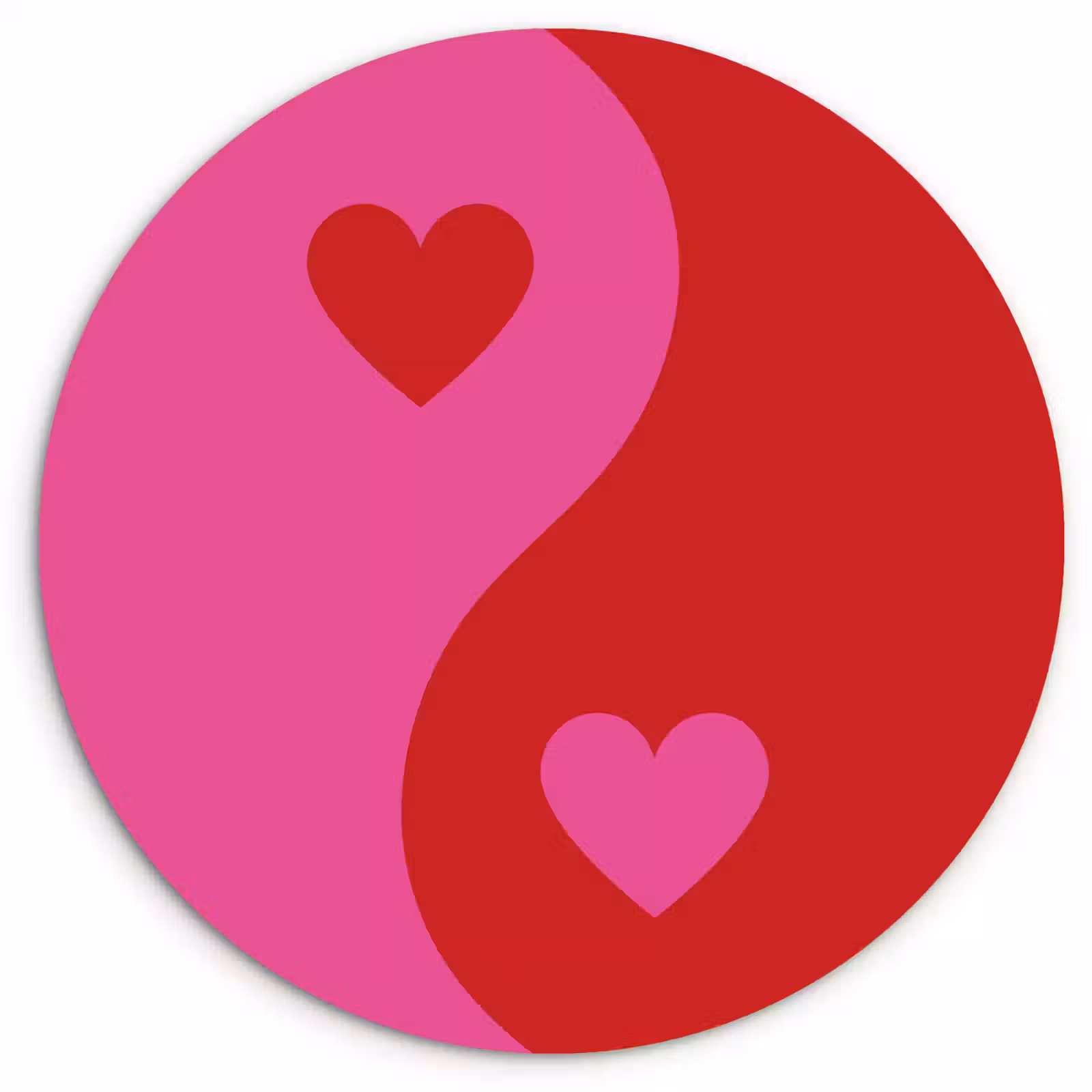 Wandcirkel - Glas - Minimalistisch - Rood - Roze - Hartjes — 1