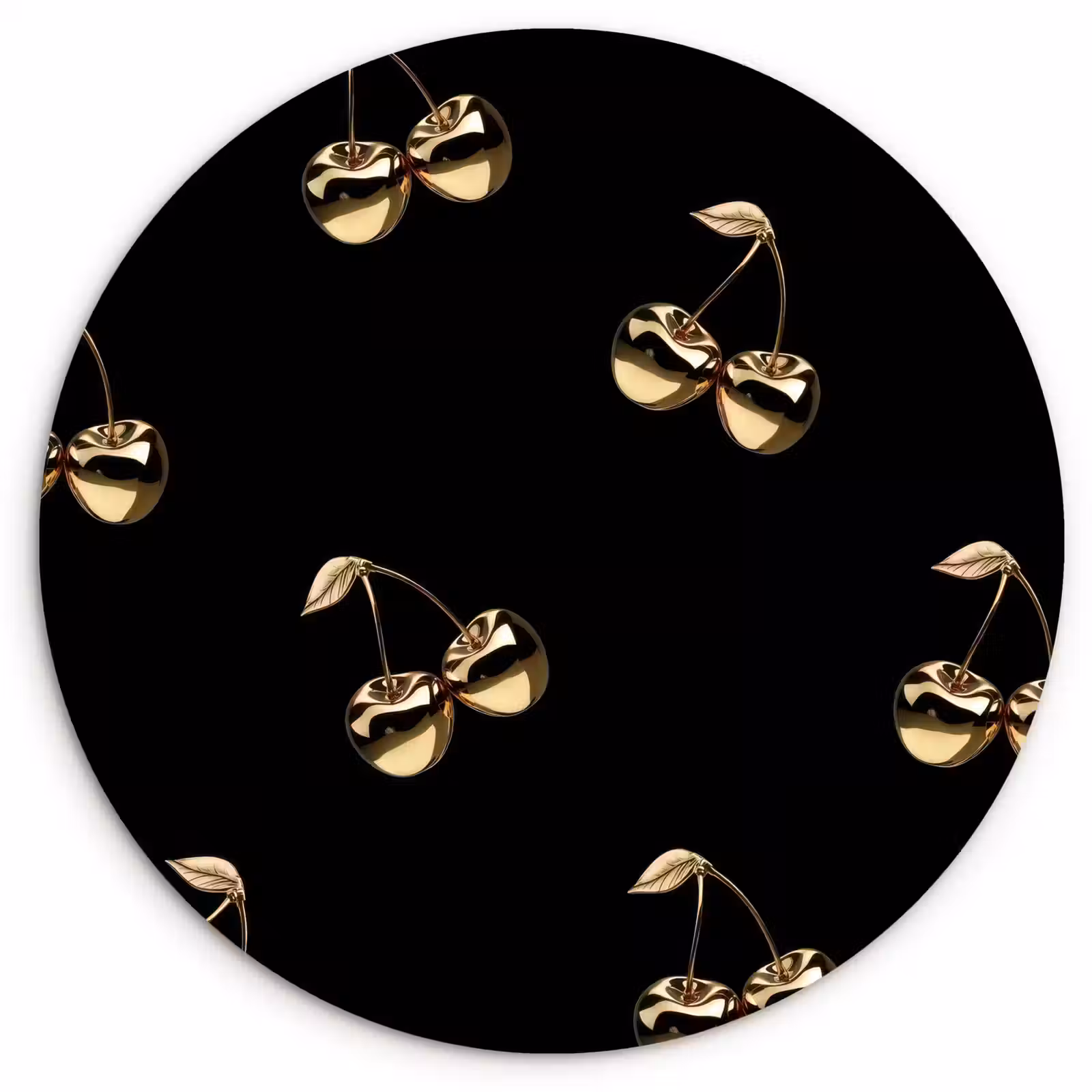 Wandcirkel - Glas - Patroon - Kersen - Goud - Chrome — 1