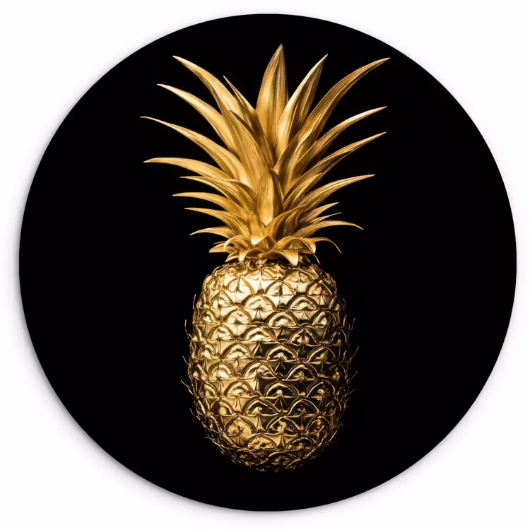 Wandcirkel - Glas - Ananas - Zwart - Goud - Luxe — 1