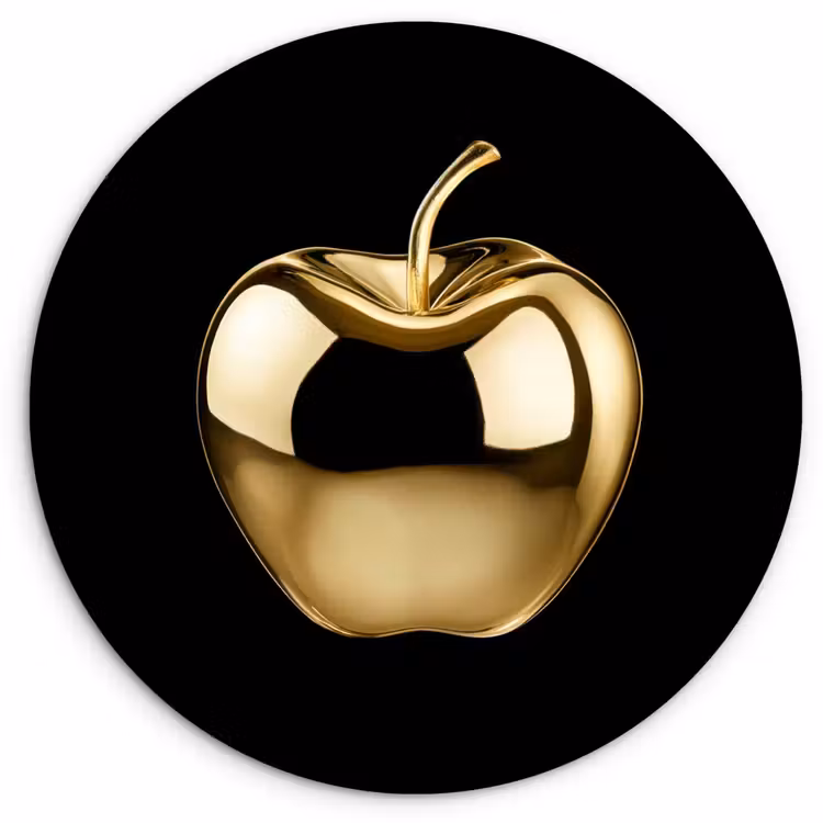 Wandcirkel - Glas - Appel - Goud - Chrome - Zwart — 1