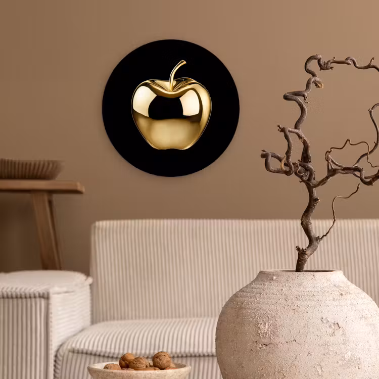 Wandcirkel - Glas - Appel - Goud - Chrome - Zwart — 2