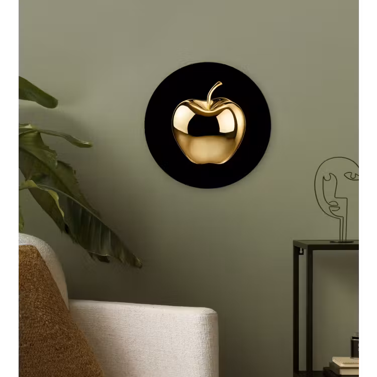 Wandcirkel - Glas - Appel - Goud - Chrome - Zwart — 3