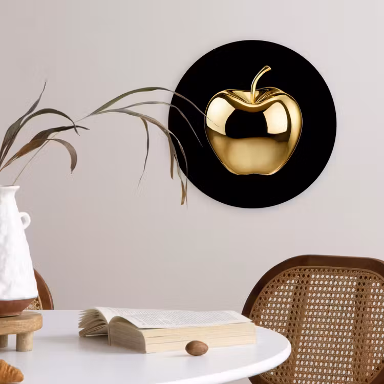 Wandcirkel - Glas - Appel - Goud - Chrome - Zwart — 4