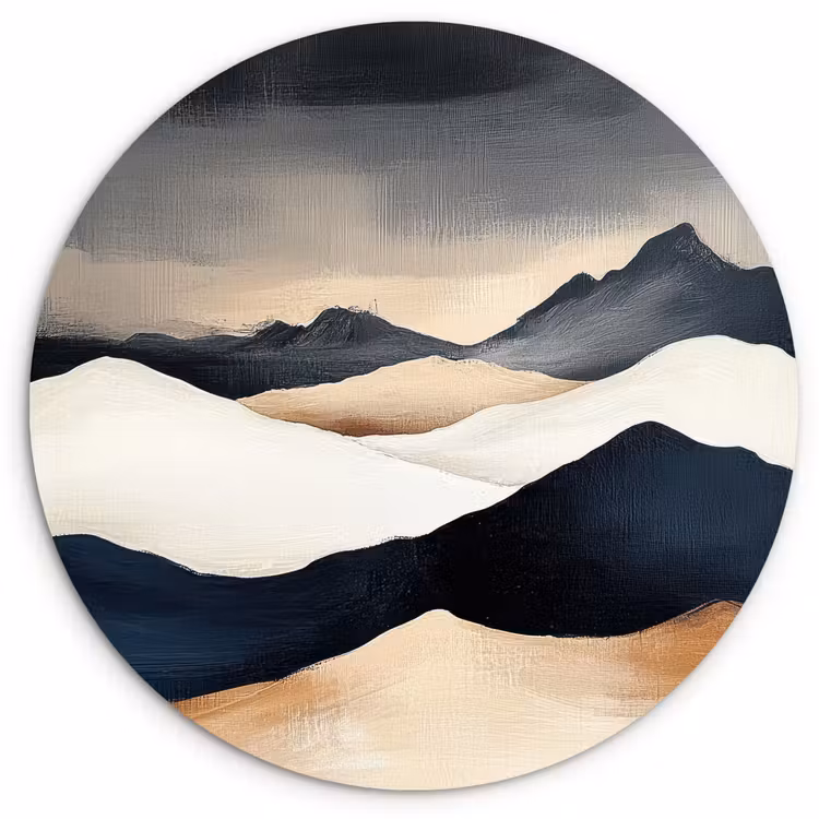 Wandcirkel - Glas - Bergen - Donkerblauw - Landschap — 1