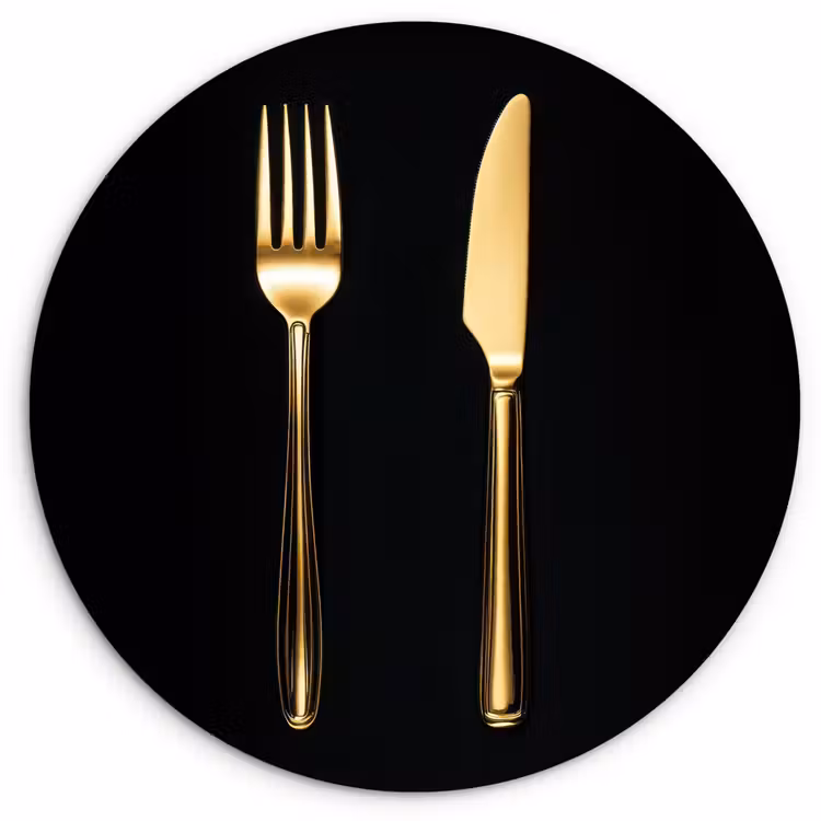 Wandcirkel - Glas - Bestek - Goud - Mes - Vork — 1